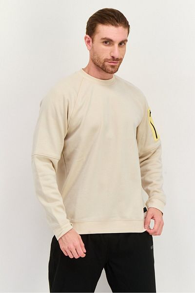 Hurley Men Sportswear Fit Long Sleeve Outdoor Sweatshirts, Beige Combo