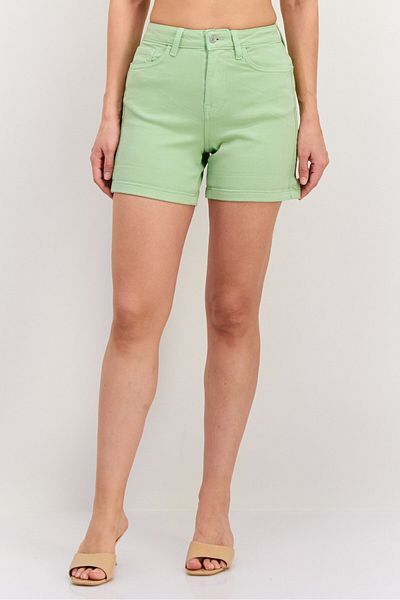 Guess Women Solid Denim Shorts, Mint