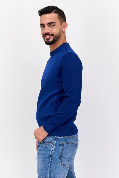 freesoul Men Crew Neck Long Sleeve Solid Sweatshirt, Blue