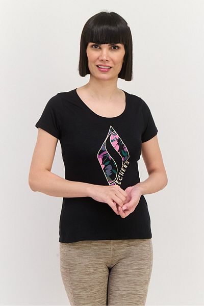 SKECHERS Women Sportswear Fit Short Sleeve Training T-shirt, Black