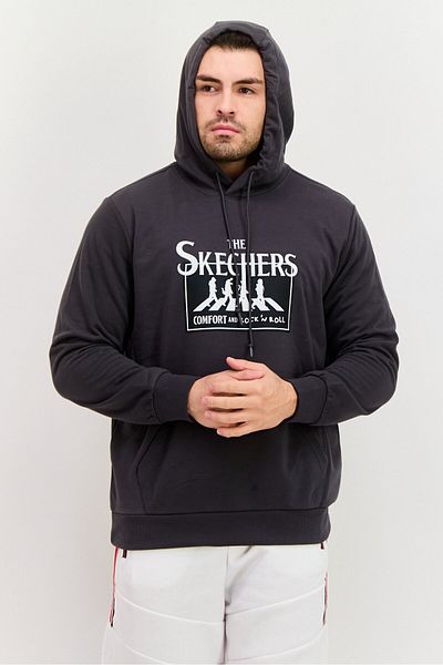 SKECHERS Men Sportswear Fit Long Sleeve Outdoor Sweatshirt, Dark Grey