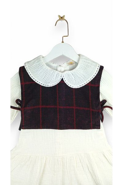 Via Girls Girl's Long Sleeve Bolero Lace Collar Muslin Dress |   2-5 Years Old Children's Clothing