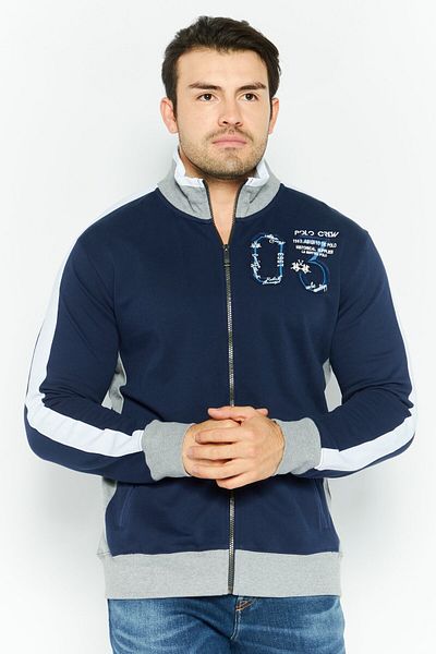 La Martina Men Mock Neck Long Sleeve Embroidered Sweatshirts, Navy Blue Combo