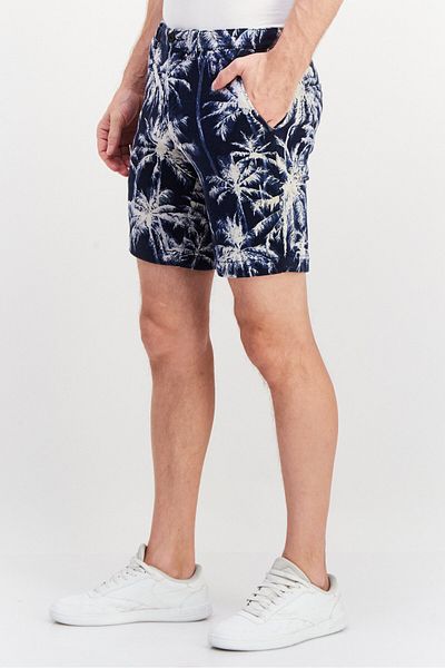 Tommy Hilfiger Men Regular Fit Allover Print Basic Shorts, Navy Blue