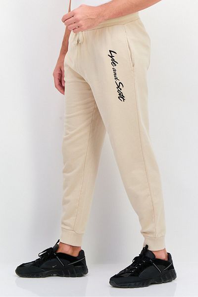 Lyle & Scott Men Regular Fit Drawstring Jogger Pants, Beige