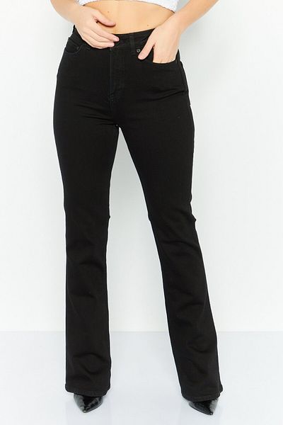 Scotch & Soda Women Regular Fit High Rise Solid Flare Leg Stretch Jeans, Black
