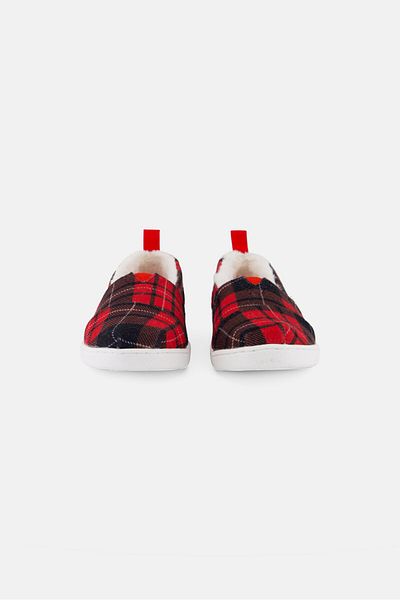 Toms Kids Girl Checkered Slip On Shoes, Red