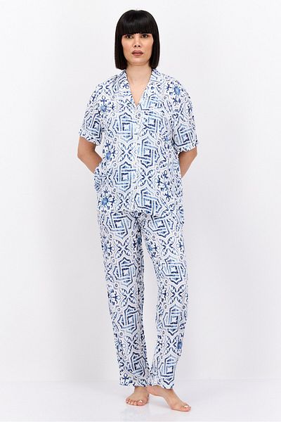 XOXO Women 2 Pc Allover Printed Pajama Set, Blue