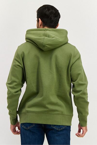 Esprit Men Hooded Brand Logo Long Sleeves Sweatshirt, Olive