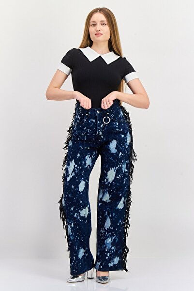 WRANGLER Women Regular Fit Color Splash Wide Leg Jeans, Blue Combo