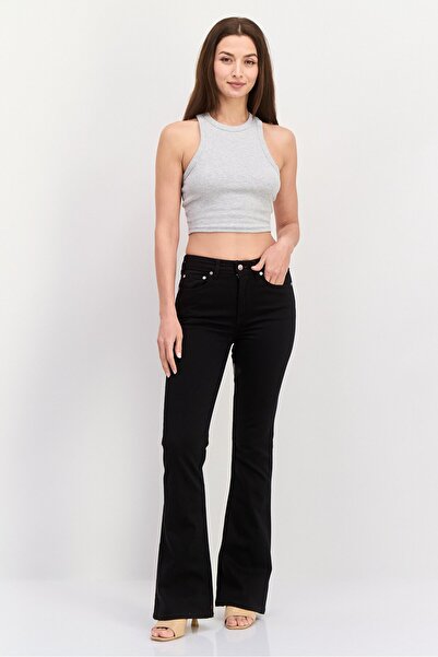 Scotch & Soda Women Regular Fit Plain Stretchable The Charm Flare Jeans, Black