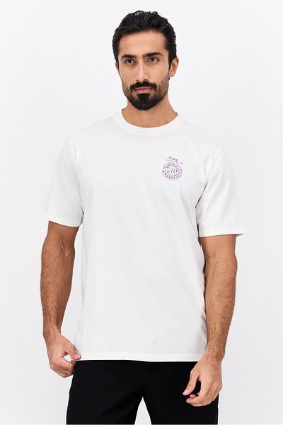 WRANGLER Men Crew Neck Short Sleeve Graphic Printed T-shirt, White