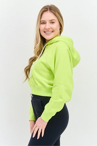 Esprit Women Hood Neck Brand Logo Hoodie, Lime