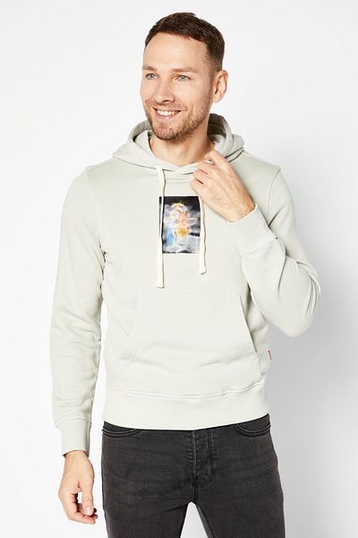Diesel Men Hooded Long Sleeve Graphics Print Sweatshirt, Grey