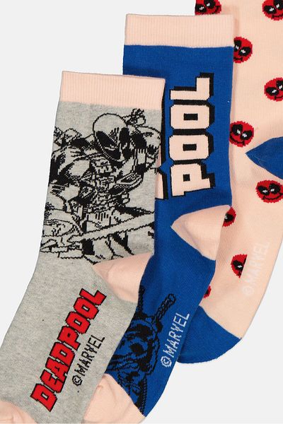 Marvel Kids Boy 3pairs Dead Pool Long Socks, Grey