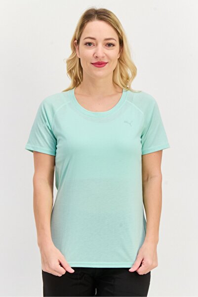 Puma قميص تدريب رياضي نسائي بأكمام قصيرة، أخضر نعناعي