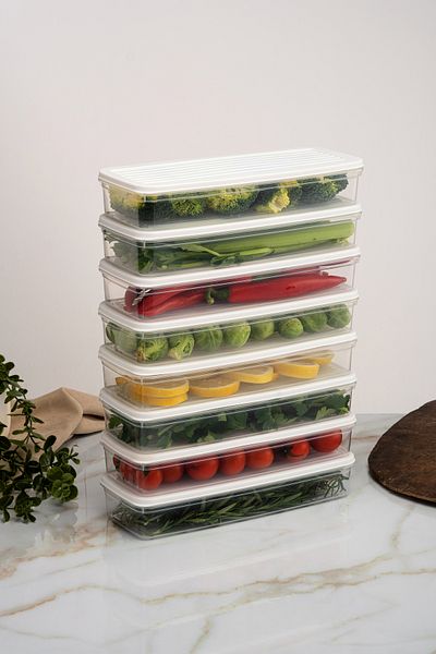 netteucuzluk 8-Piece White Refrigerator Organizer - Suitable for Microwave and Freeze, 1170 ml Storage Container