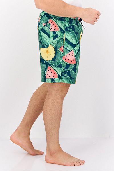 Beach Bros شورت شاطئ رجالي مطبوع بالكامل، مجموعة خضراء