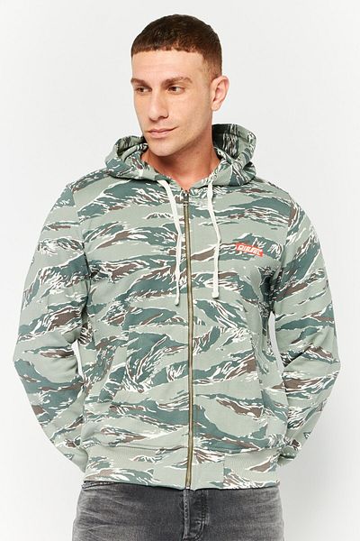Diesel Men Sportswear Fit Camouflage Full Zip Hoodie, Sage Green