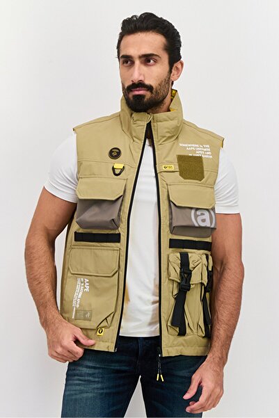 Aape By A Bathing Ape سترة بدون أكمام بشعار العلامة التجارية للرجال، مجموعة ز...