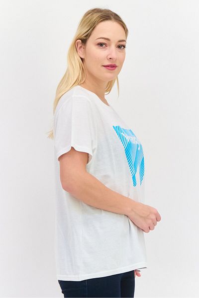 WRANGLER Women Crew Neck Short Sleeve Graphic Top, White