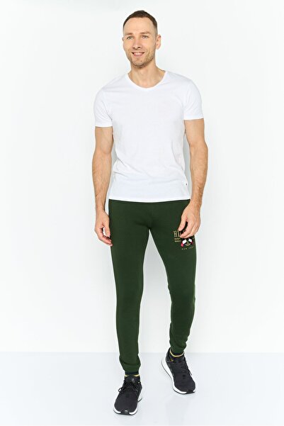 Tommy Hilfiger Men Regular Fit Brand Logo Drawstring Sweatpants, Forest Green