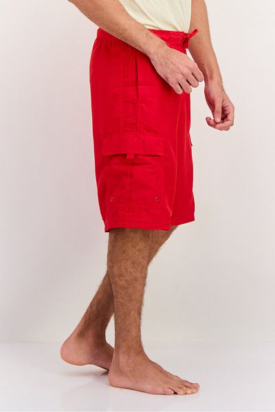 Burnside Men Drawstring Plain Print Swim Shorts, Red