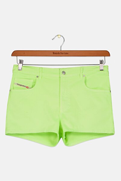Diesel Kids Girl Solid Denim Shorts, Lime Green