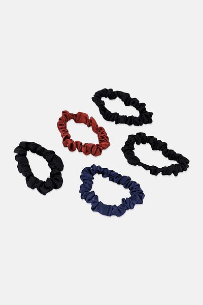 Goody Kids Girl 5 Piece Plain Scrunchies, Black Combo
