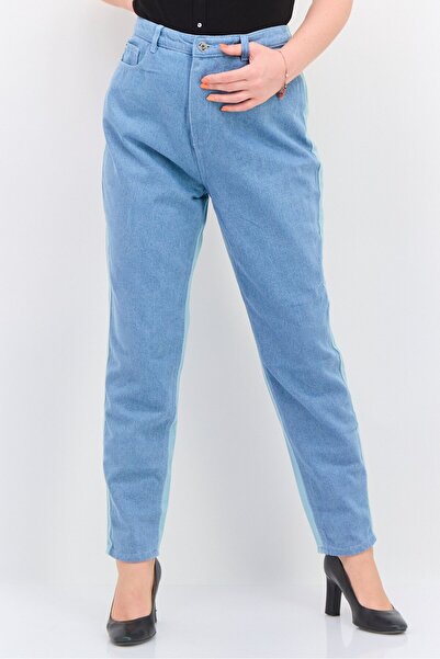 Missguided بنطلون جينز نسائي مقاس كبير بلونين، أزرق