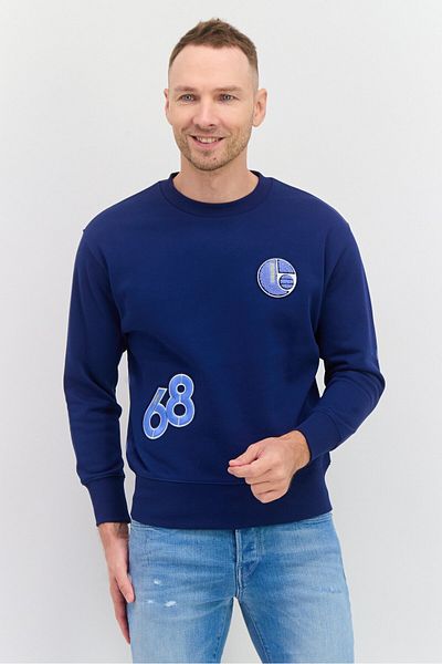 Esprit Men Crew Neck Embroidered Long Sleeve Sweatshirt, Blue
