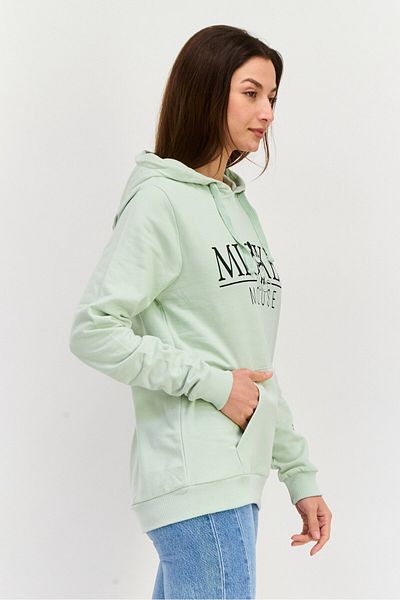 Disney Women Hooded Mickey Mouse Sweatshirt, Sage Green