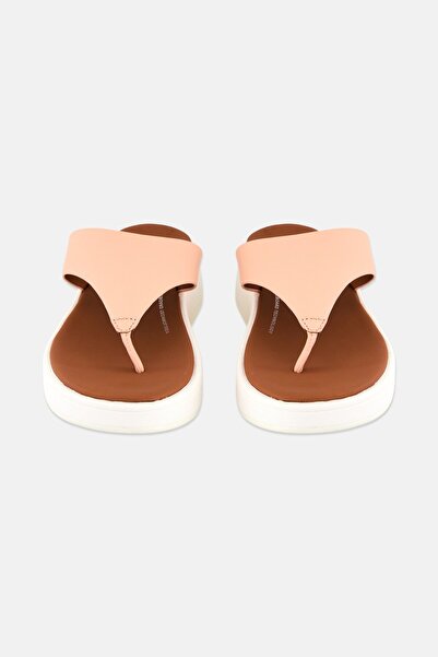 Fitflop Women Slip On Mode Leather Flatform Sandals, Peach
