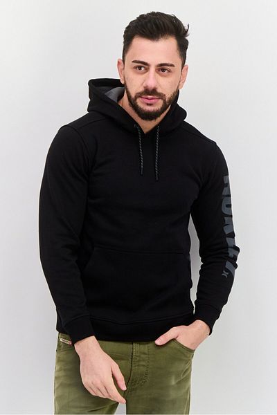Hurley Men Hooded Long Sleeve Brand Logo Sweatshirt, Black