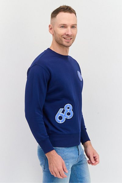 Esprit Men Crew Neck Embroidered Long Sleeve Sweatshirt, Blue