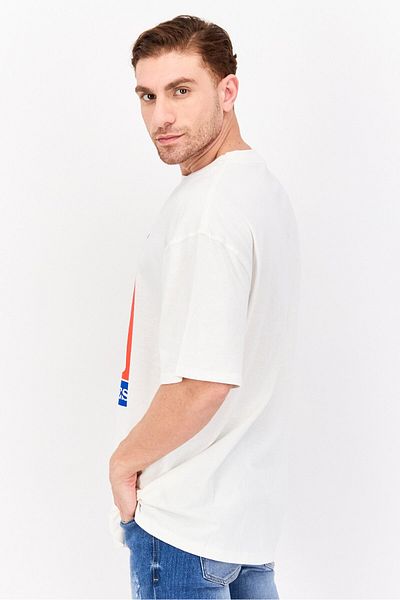 WRANGLER Men Crew Neck Short Sleeve Graphic T Shirt, White Combo