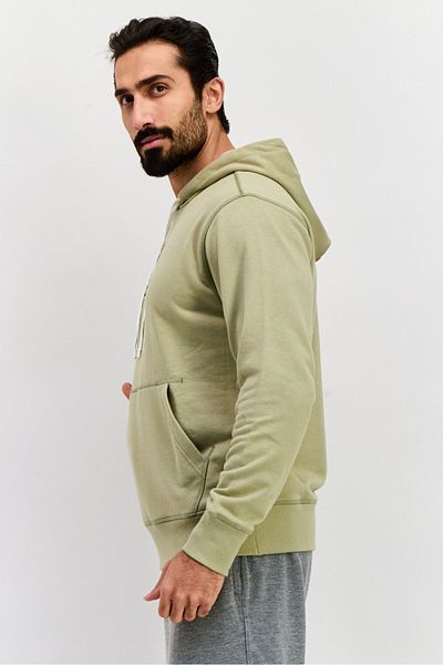 New Balance Men Relaxed Fit Long Sleeve Outdoor Hooded Sweatshirt, Olive