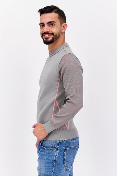 freesoul Men Crew Neck Brand Logo Long Sleeve Sweatshirt, Gray