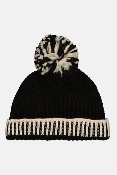 French Connection Men Textured Pom-pom Beanie, Black