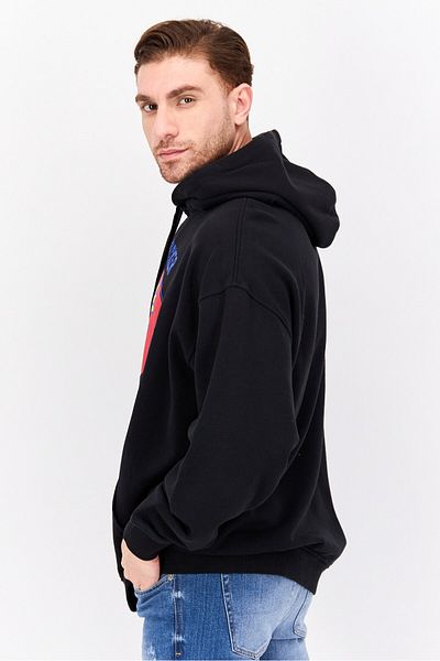 WRANGLER Men Hooded Long Sleeve Graphic Sweatshirt, Black Combo