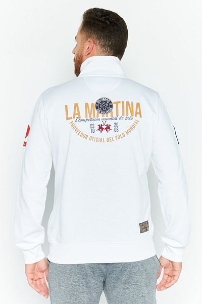 La Martina Men High Neck Long Sleeve Embroidered Logo Sweatshirt, White