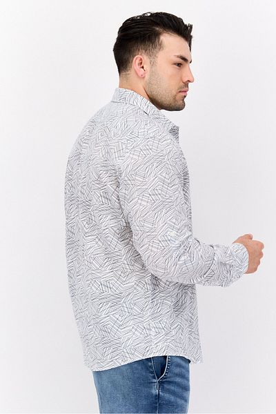 Perry Ellis Men Regular Fit Allover Print Long Sleeve Casual Shirt, Multicolor