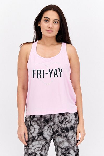 French Affair Women 2 Pieces Graphic Print Pajama Set, Pink