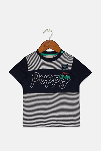 Chicco تي شيرت مطرز بأكمام قصيرة للأولاد الصغار، أزرق داكن