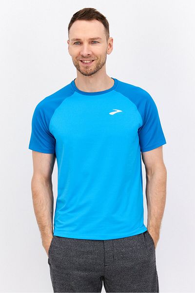 Brooks تي شيرت رجالي رياضي بأكمام قصيرة للجري، أزرق