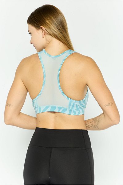 Puma Women Allover Print Padded Sports Bra, Turquoise