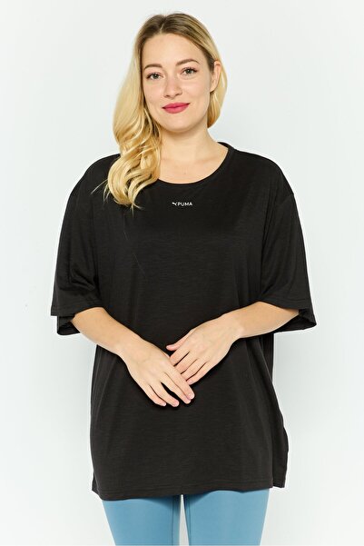 Puma تي شيرت رياضي نسائي بأكمام قصيرة للتدريب، أسود