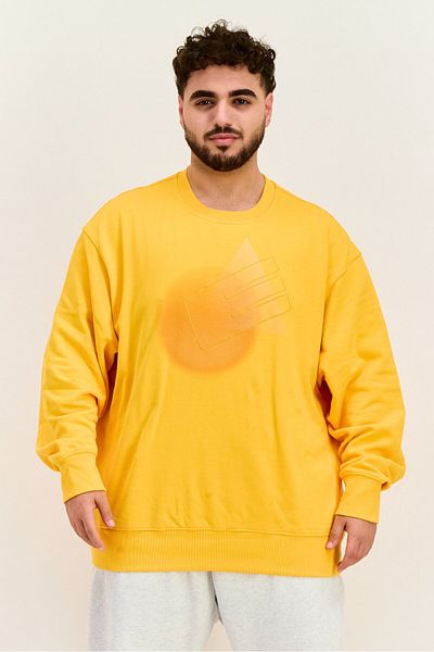 Esprit Men Ribbed Neck Embroidered Logo Long Sleeves Sweatshirt, Orange