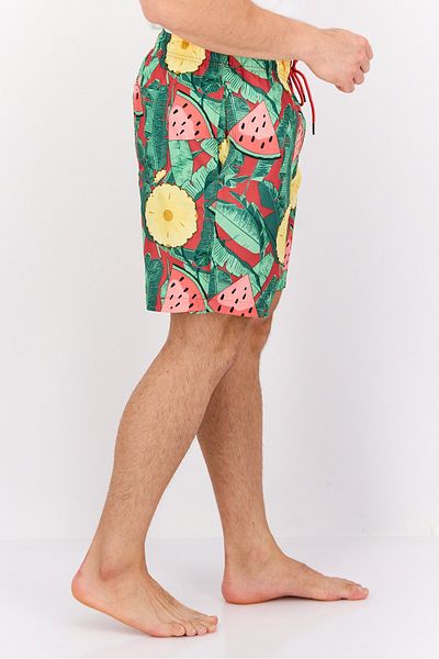 Beach Bros Men Allover Printed Beach Shorts, Green Combo