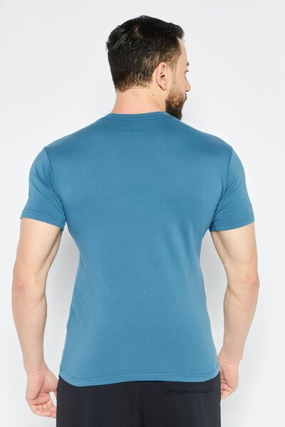 Vans Men Crew Neck Short Sleeves Graphic Print T-Shirt, Teal Blue Combo